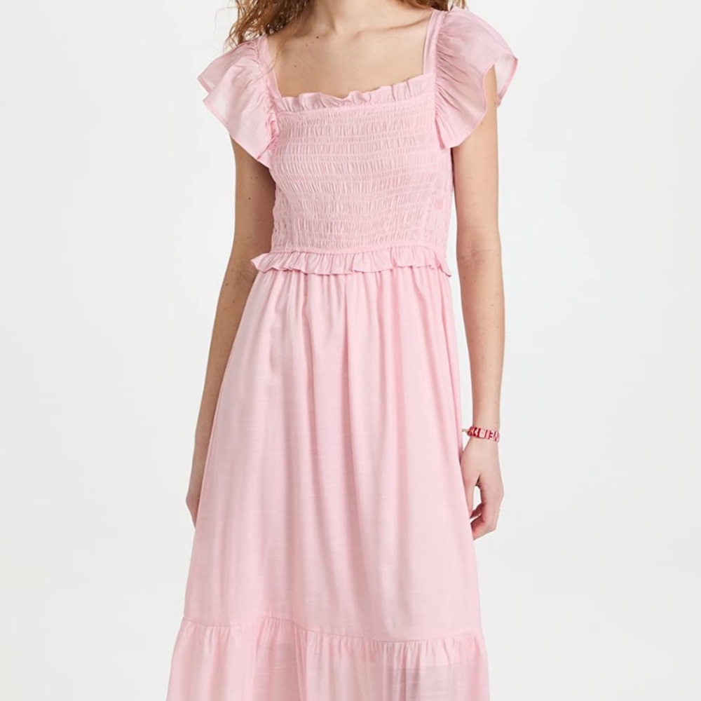 Moon River pink smocked maxi dress